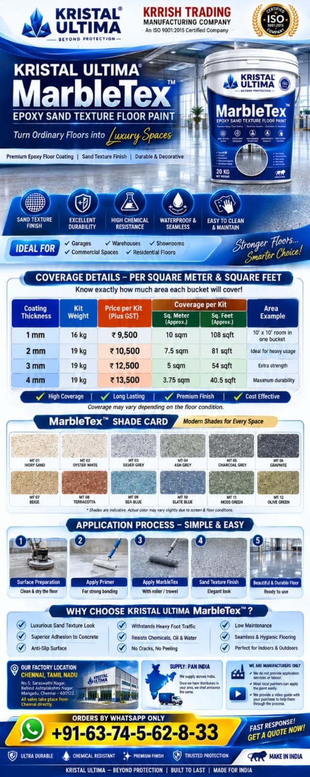 KRISTAL ULTIMA MarbleTex product details and coverage information